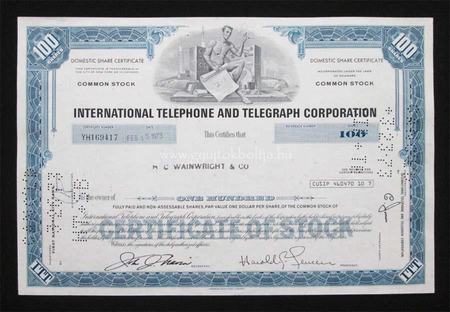 International Telephone and Telegraph (ITT) 100 rszvny 1973